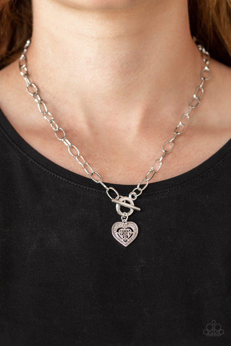 Paparazzi ~ Say No AMOUR ~ Silver Necklace Set