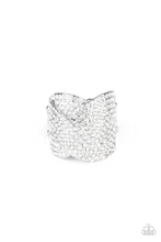 Load image into Gallery viewer, Paparazzi ~ Scandalous Shimmer ~ White Ring with Stretchy Band (Life of the Party Exclusive)