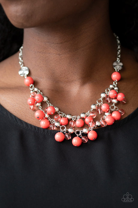 Paparazzi - Seaside Soiree - Orange (Coral) Necklace Set