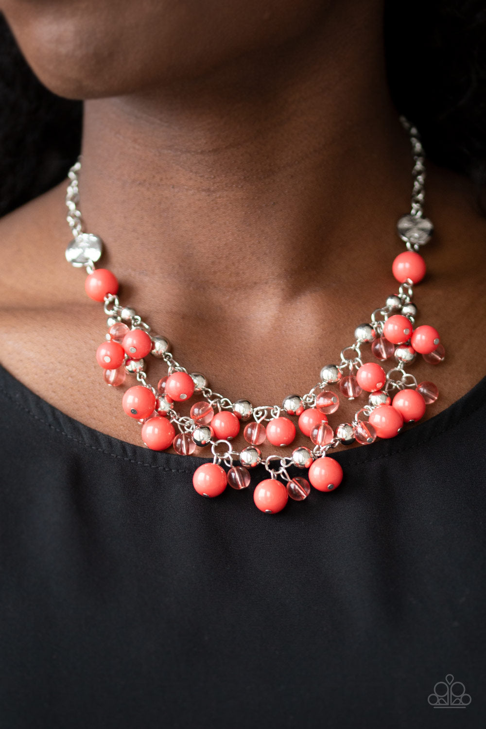 Paparazzi - Seaside Soiree - Orange (Coral) Necklace Set