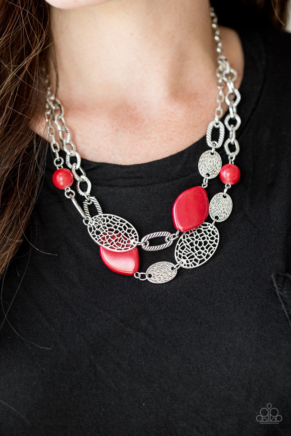 Paparazzi ~ Second Nature ~ Red Necklace Set