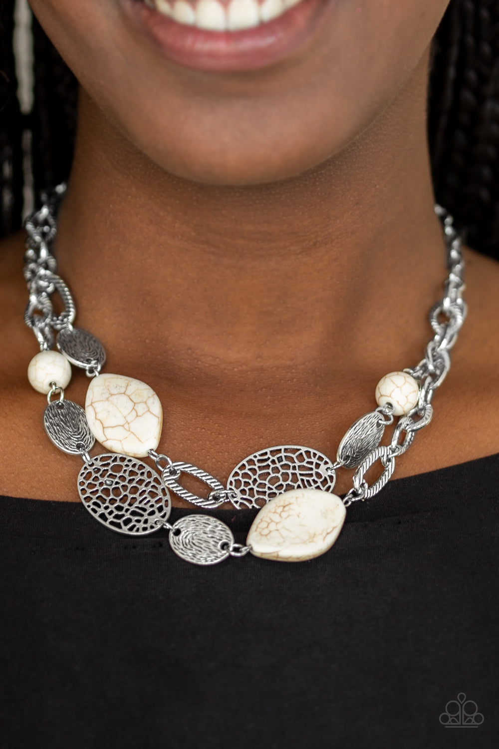 Paparazzi ~ Second Nature ~ White Necklace Set
