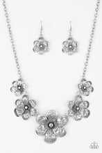 Load image into Gallery viewer, Paparazzi ~ Secret Garden ~ Silver Flower Necklace Set