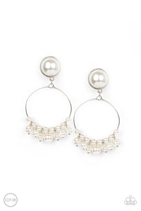 Paparazzi - Seize Your Moment - White Pearl Clip-On Earrings -$5.00
