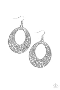 Paparazzi ~ Serenely Shattered ~ Silver Earrings