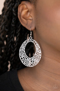 Paparazzi ~ Serenely Shattered ~ Silver Earrings