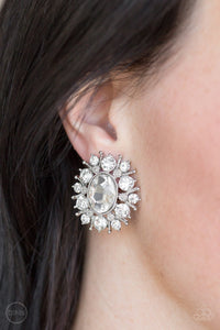 Paparazzi ~ Serious Star Power ~ White Clip-On Earrings