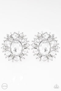 Paparazzi ~ Serious Star Power ~ White Clip-On Earrings