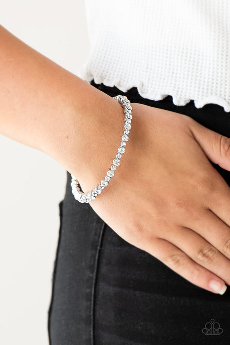 Paparazzi ~ Seven Figure Fabulous ~ White Bangle Bracelet
