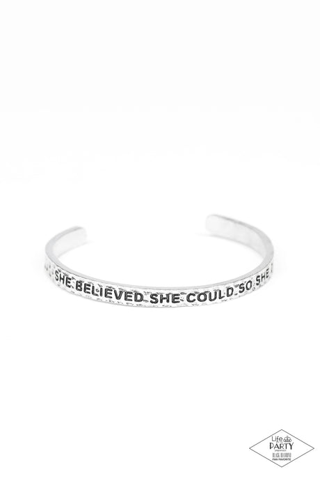 Paparazzi ~ She Believed She Could ~ Silver Cuff Bracelet (Life of the Party Exclusive)