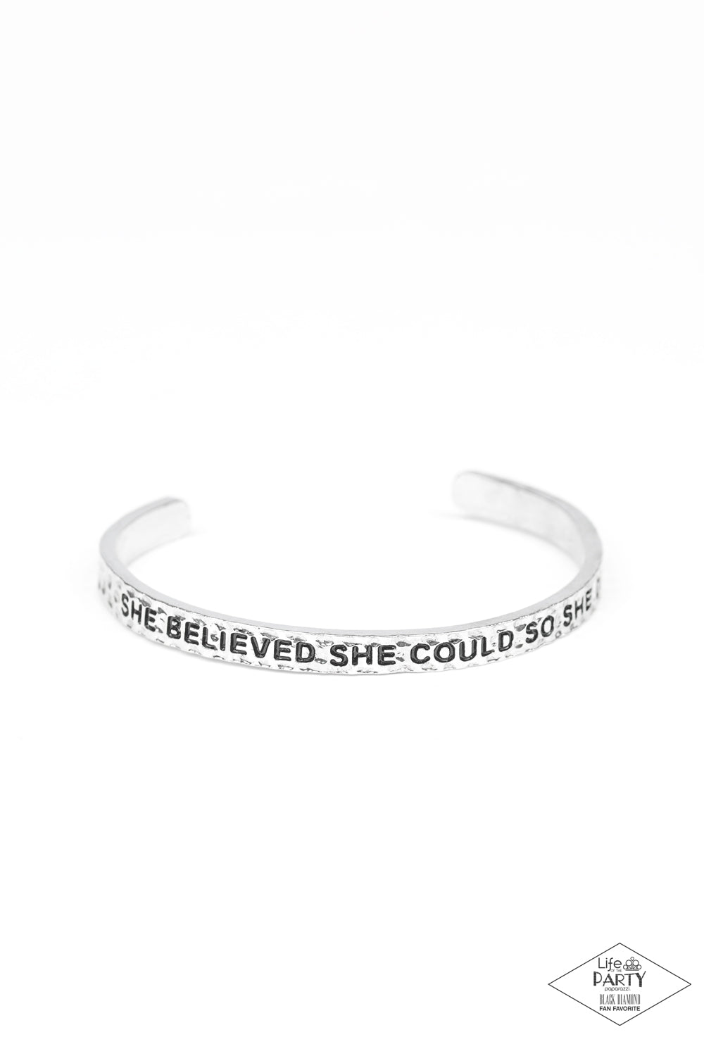 Paparazzi ~ She Believed She Could ~ Silver Cuff Bracelet (Life of the Party Exclusive)
