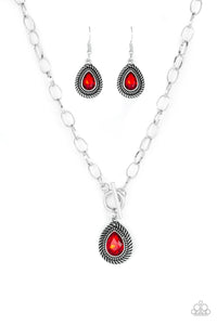 Paparazzi ~ Sheen Queen ~ Red Toggle Necklace Set
