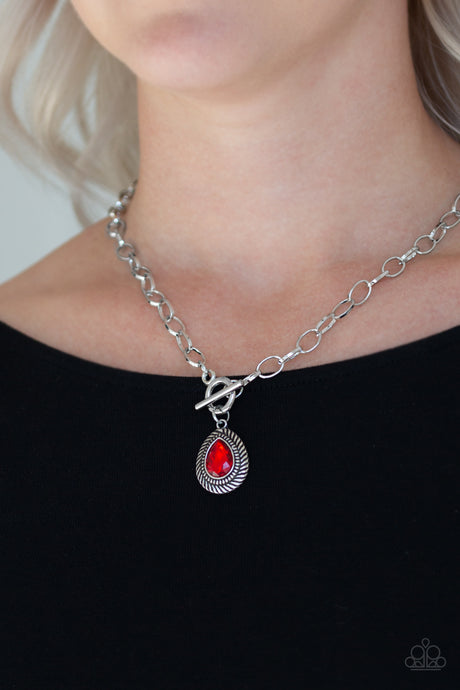 Paparazzi ~ Sheen Queen ~ Red Toggle Necklace Set