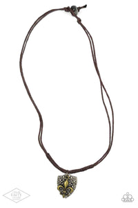 Paparazzi ~ Shielded Simplicity ~  Men's Brass Urban Necklace (Life of the Party Exclusive)