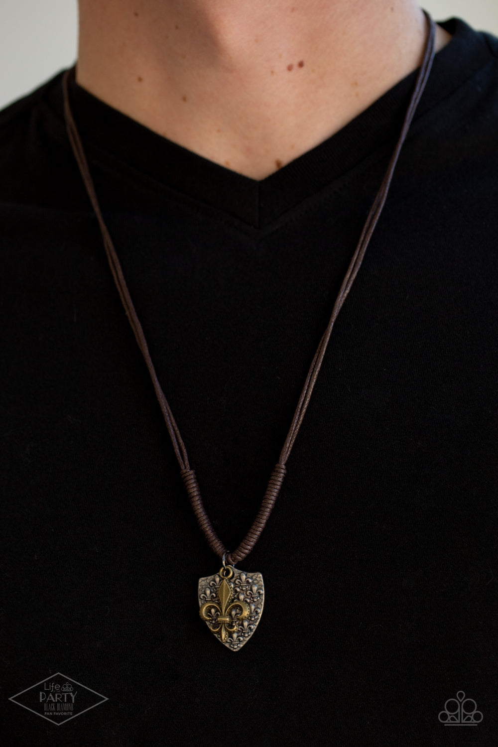 Paparazzi ~ Shielded Simplicity ~  Men's Brass Urban Necklace (Life of the Party Exclusive)
