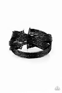 Paparazzi ~ Shooting Stars ~ Black Seed Bead Cuff Bracelet