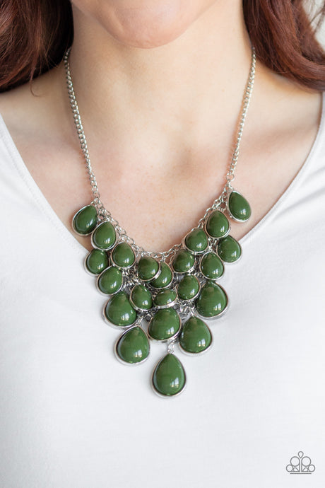 Paparazzi ~ Shop Til You TEARDROP ~ Green Necklace Set