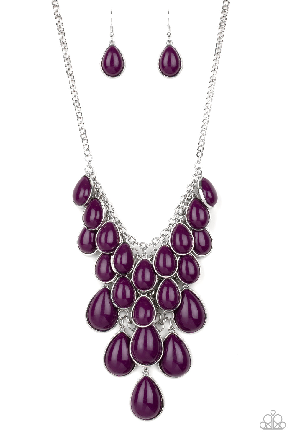 Paparazzi ~ Shop Til You TEARDROP ~ Purple Necklace Set