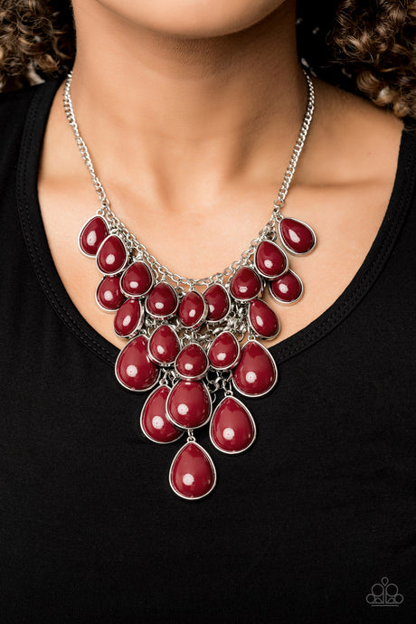 Paparazzi ~ Shop Til You TEARDROP ~ Red Necklace Set