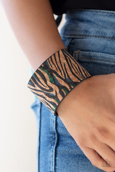 Paparazzi ~ Show Your True Stripes ~ Blue Cuff Bracelet (Life of the Party Exclusive)