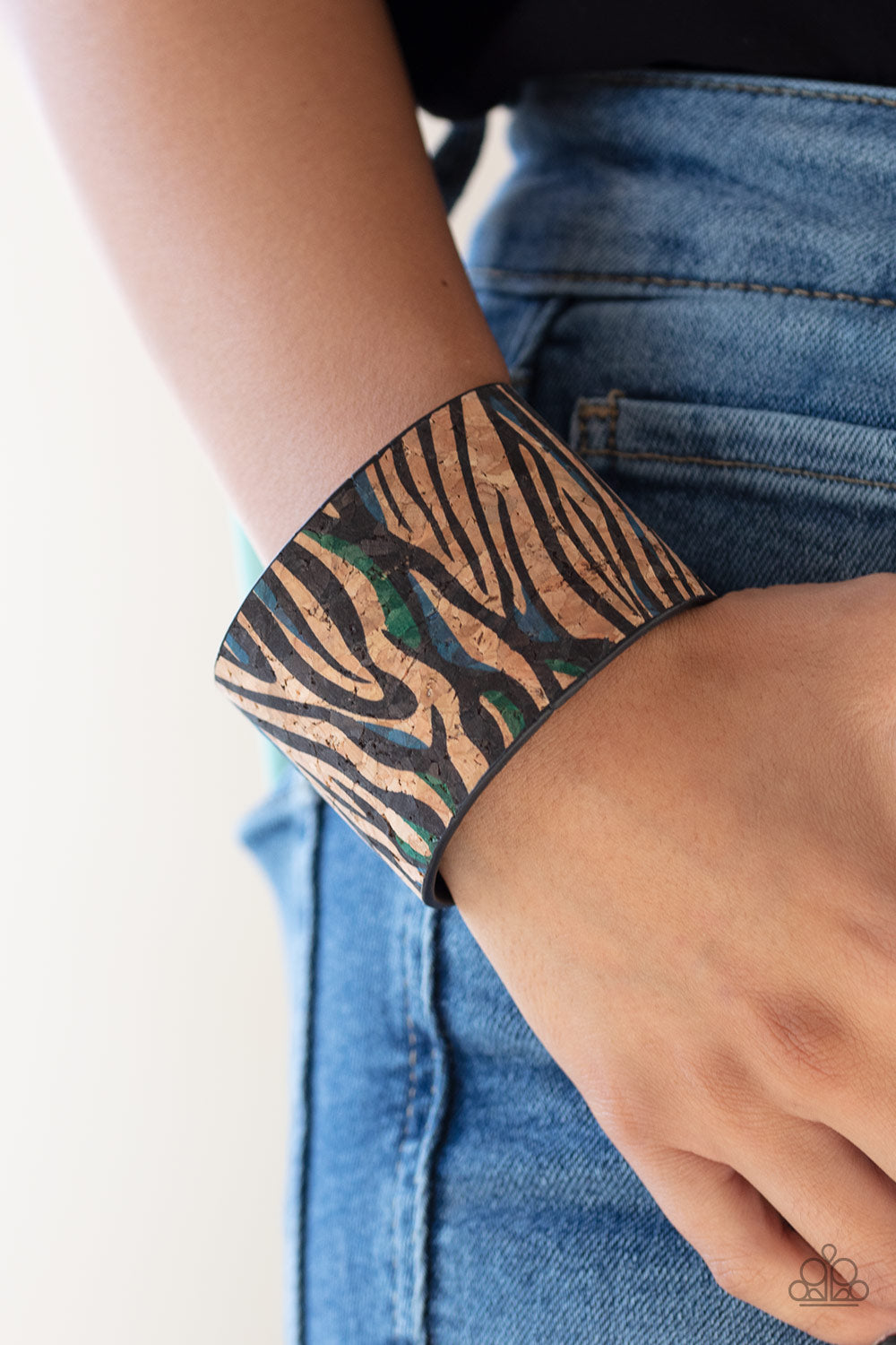Paparazzi ~ Show Your True Stripes ~ Blue Cuff Bracelet (Life of the Party Exclusive)