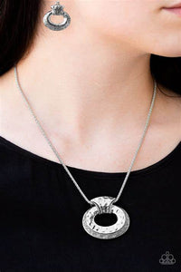 Paparazzi -  Retro Rebel - Silver Oval Pendant Necklace - Klassy Jewelz Boutique