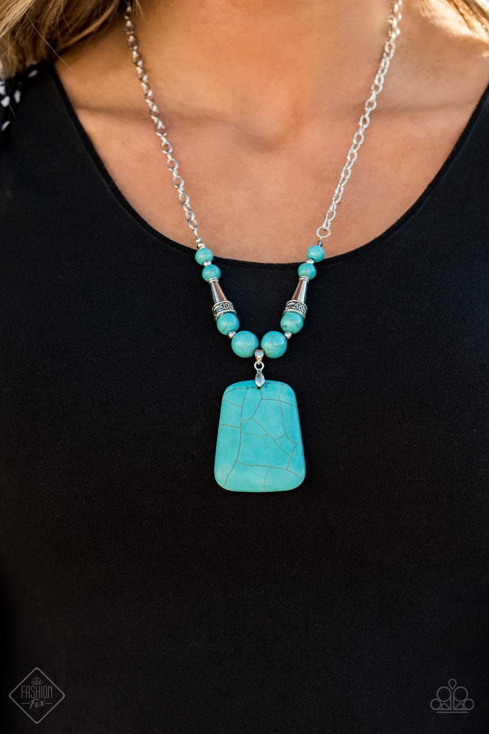 Paparazzi ~ Sandstone Oasis ~ Blue Turquoise Necklace Set (Fashion Fix Exclusive)