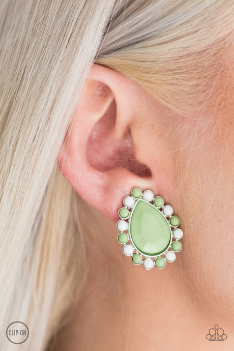 Paparazzi ~ So Spring Season ~ Green Clip-On Earrings