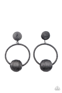 Paparazzi ~ Social Sphere ~ Black Gunmetal Post Earrings (Life of the Party Exclusive)