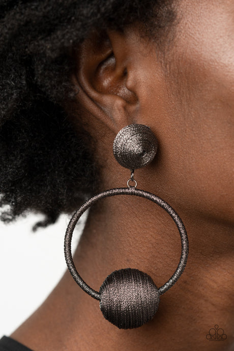 Paparazzi ~ Social Sphere ~ Black Gunmetal Post Earrings (Life of the Party Exclusive)