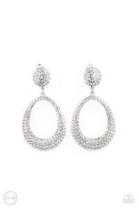 Paparazzi ~ Sophisticated Smolder ~ White Clip-On Earrings