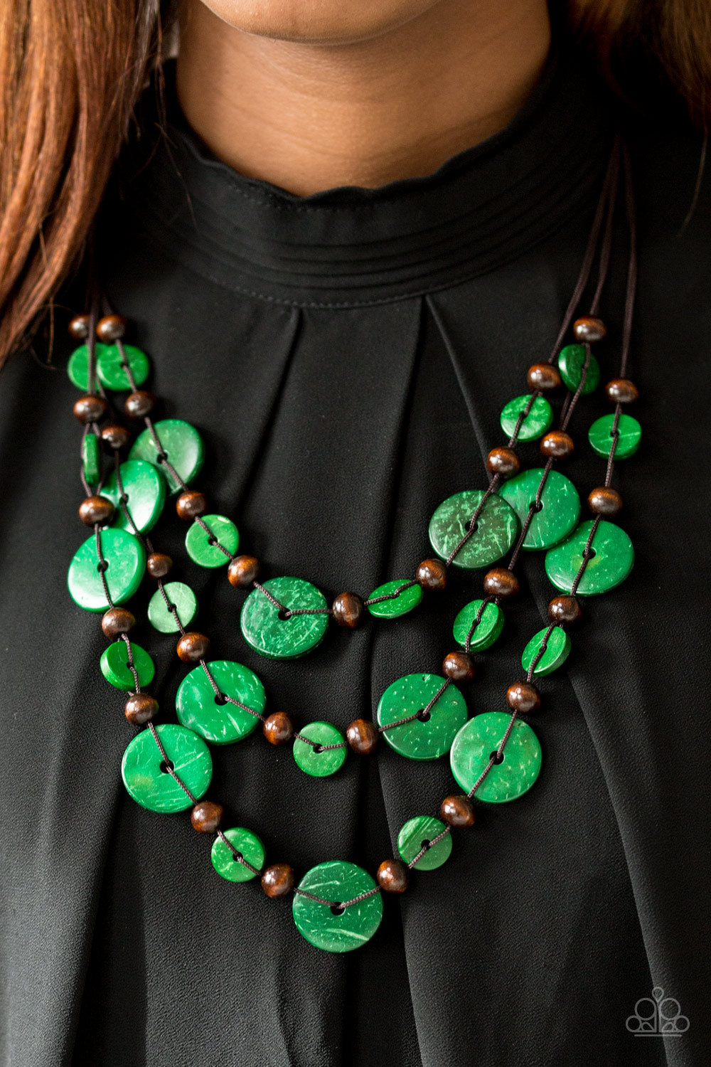 Paparazzi ~ South Beach Summer ~ Green Wooden Bead Necklace Set