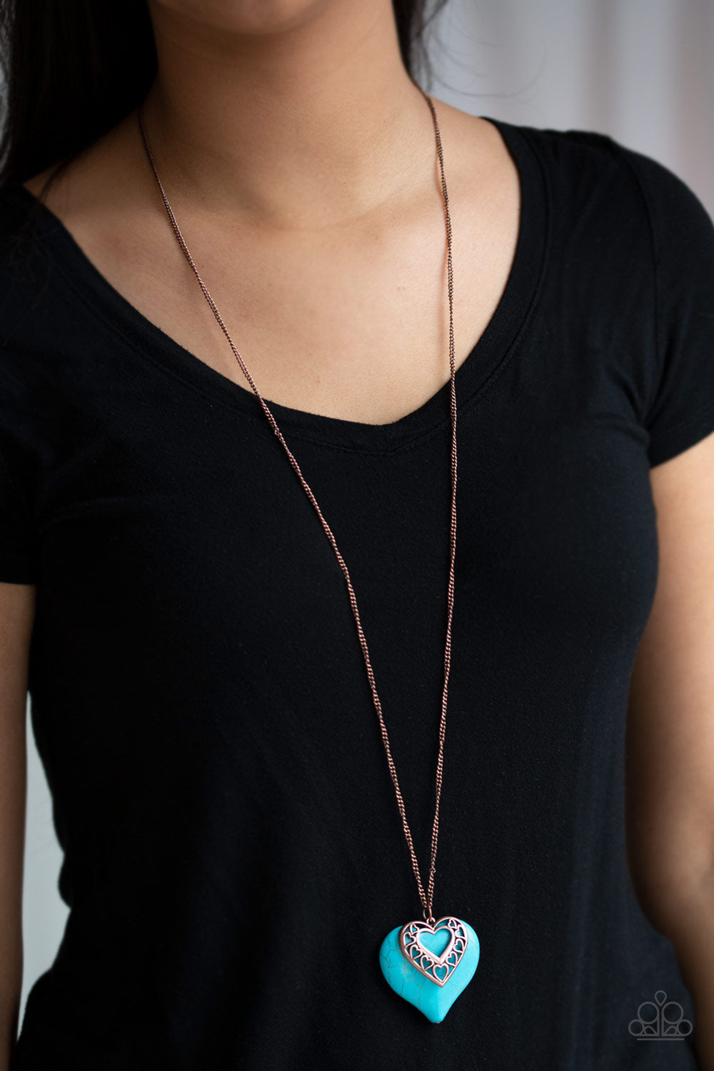 Paparazzi ~ Southern Heart ~ Copper and Turquoise Necklace Set