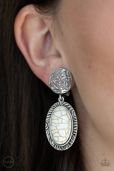 Paparazzi ~ Southern Impressions ~ White Clip-On Earrings