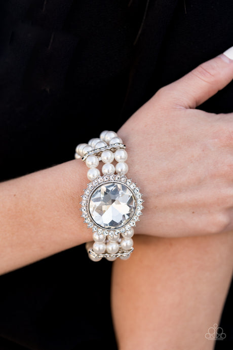 Paparazzi ~ Speechless Sparkle ~ White Bead Bracelet