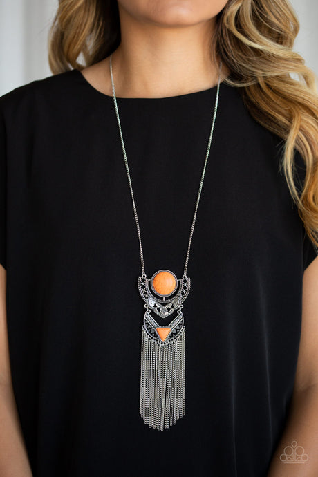 Paparazzi - Spirit Trek - Orange Necklace Set