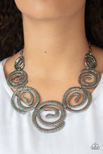Load image into Gallery viewer, Paparazzi ~ Statement Swirl ~ Black Gunmetal Necklace Set