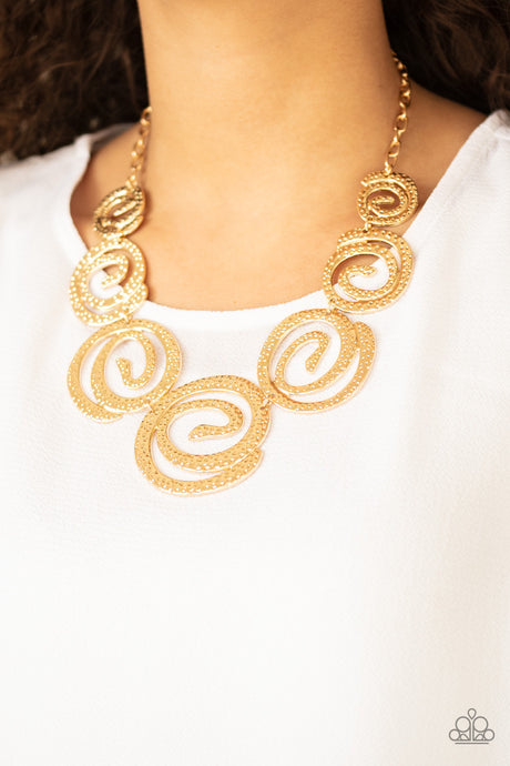 Paparazzi ~ Statement Swirl ~ Gold Necklace Set