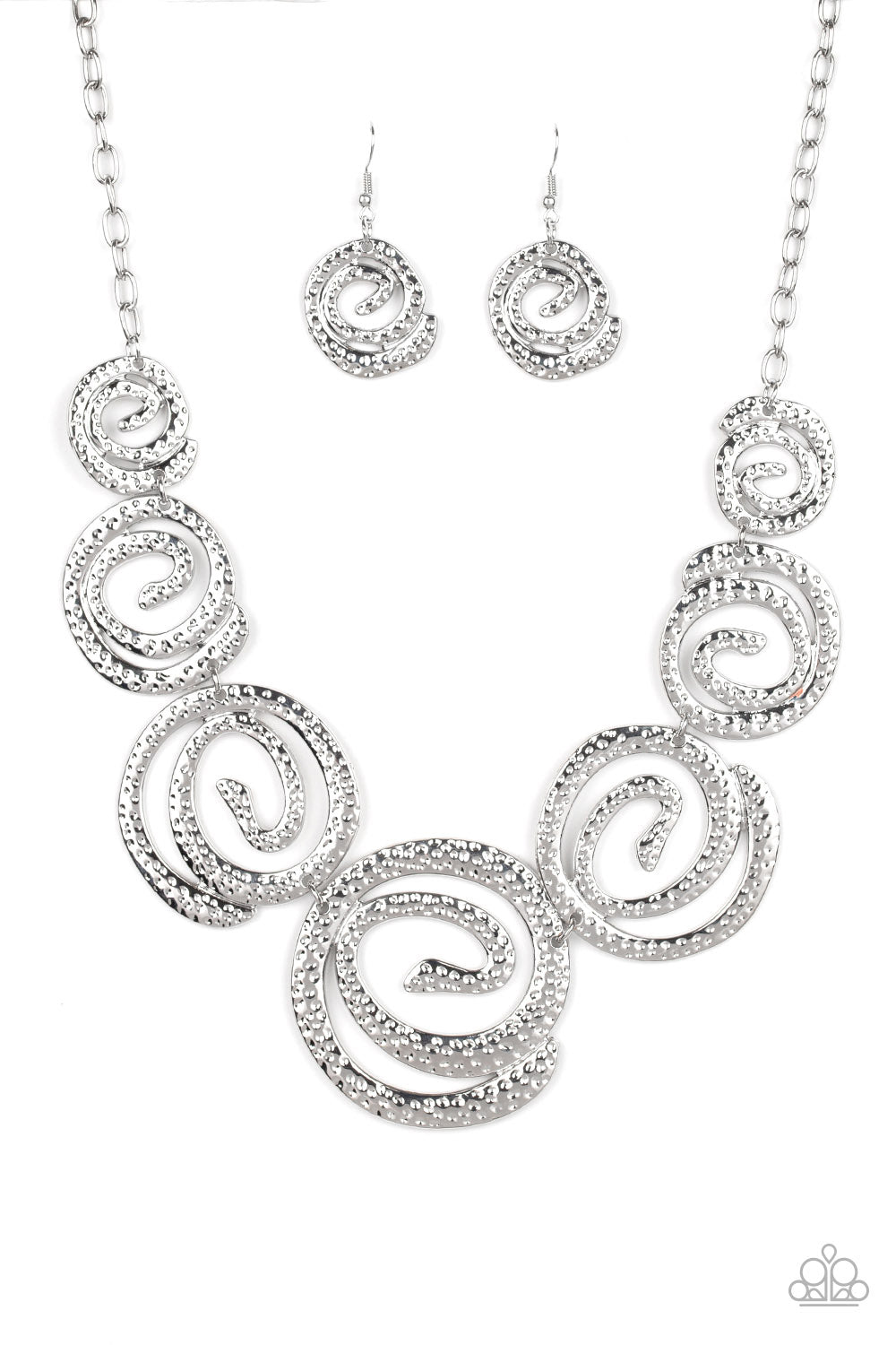 Paparazzi ~ Statement Swirl ~ Silver Necklace  Set