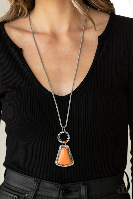 Paparazzi ~ Stone Prairies ~ Orange Pendant Necklace Set