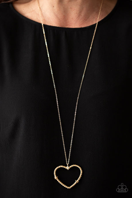 Paparazzi ~ Straight From The Heart ~ Gold Heart Pendant Necklace Set