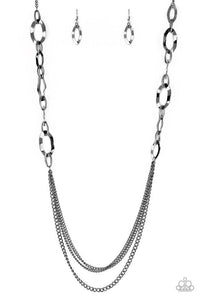 Paparazzi ~ Street Beat ~ Black Gunmetal Necklace Set