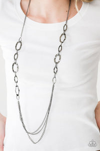 Paparazzi ~ Street Beat ~ Black Gunmetal Necklace Set