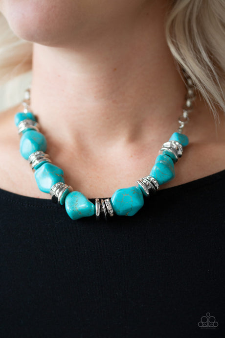 Paparazzi ~ Stunningly Stone Age ~ Blue Turquoise Stone Necklace Set