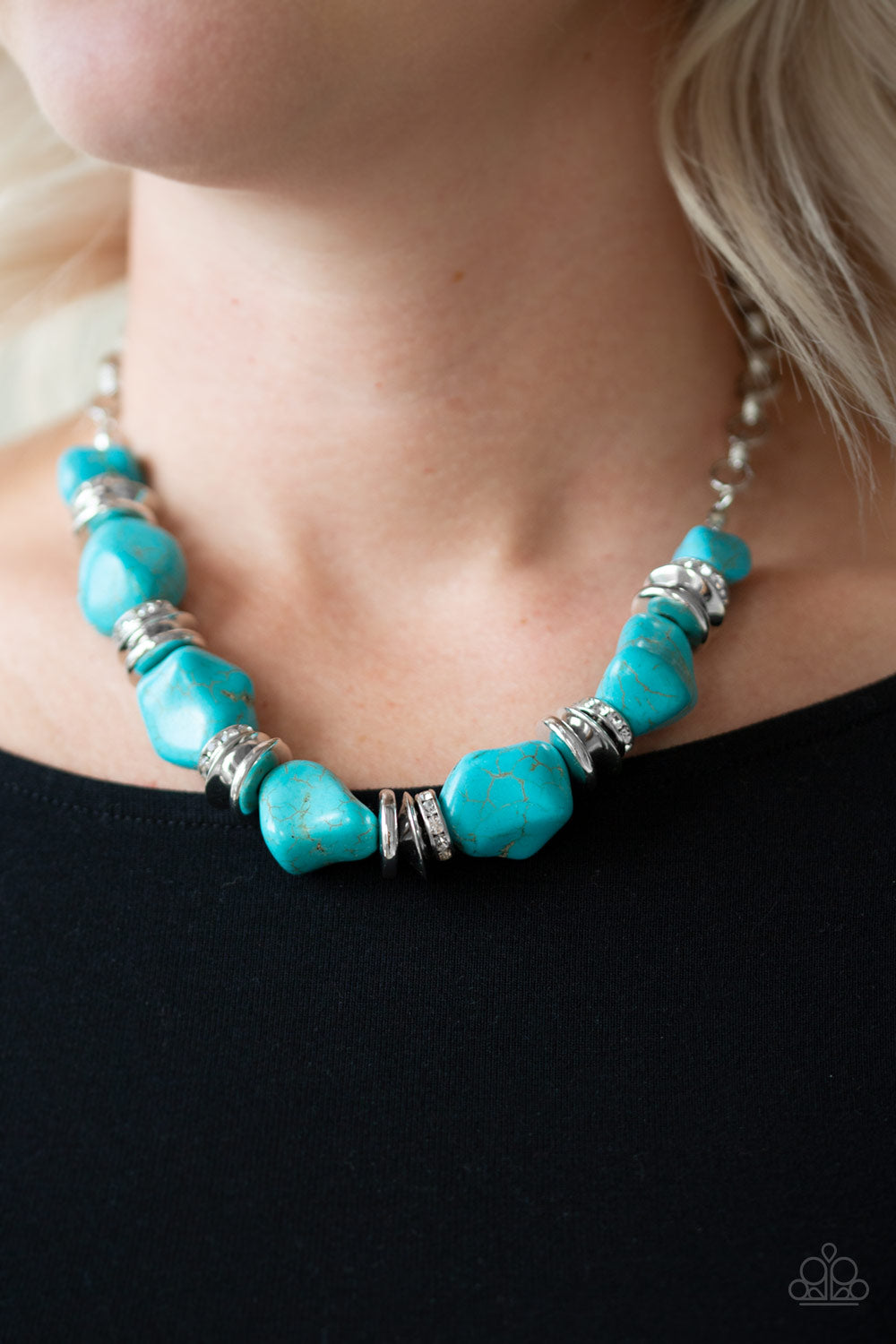 Paparazzi ~ Stunningly Stone Age ~ Blue Turquoise Stone Necklace Set