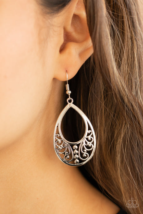 Paparazzi ~ Stylish Serpentine ~ Silver Earrings
