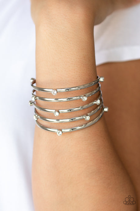 Paparazzi ~ Sugarlicious Sparkle ~ White Cuff Bracelet (Life of the Party Exclusive)