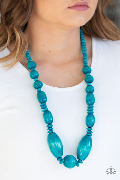 Paparazzi - Summer Breezin - Blue Wooden Bead Necklace - Klassy Jewelz Boutique
