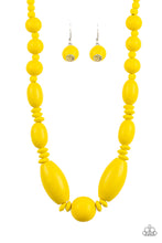 Load image into Gallery viewer, Paparazzi ~ Summer Breezin ~ Yellow Wooden Bead Necklace Set