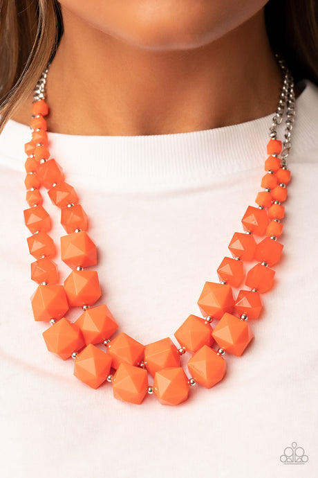 Paparazzi - Summer Excursion - Orange Necklace Set